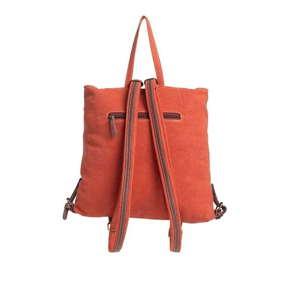 Myra Bag Handmade Rio Backpack Upcycled Canvas & Cowhide Leather main image 13